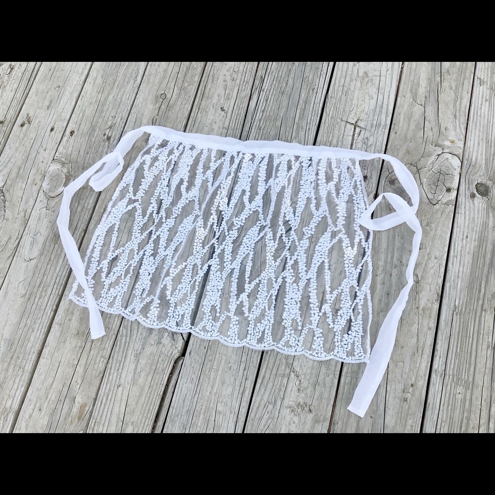Sparkly White Lace Apron, Wedding or Bridal Apron